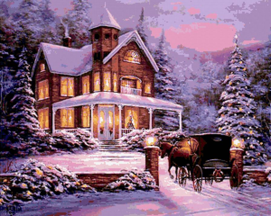 Зимний дом - зима, снег, дом, пейзаж - предпросмотр