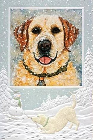 Снежный пёс - собаки, открытка, снег, собачка, собака, снеговик, зима - оригинал