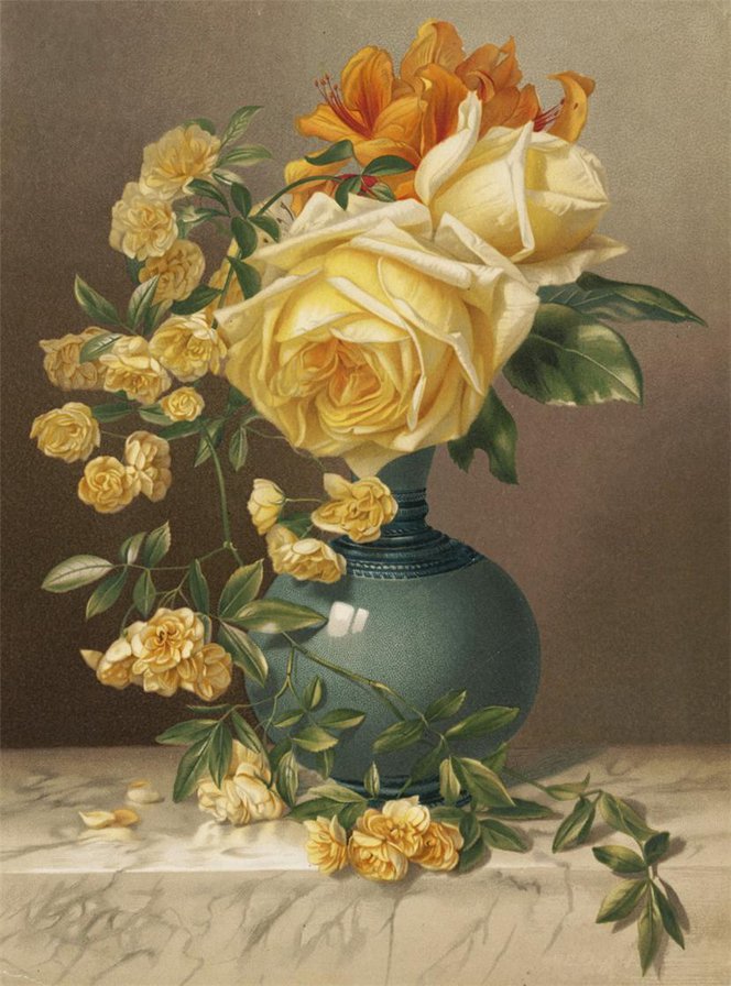 Розы - живопись, натюрморт, цветы, картина - оригинал