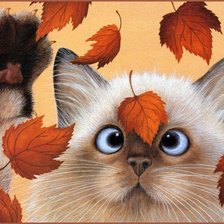 Оригинал схемы вышивки «Осенний котенок» (№185447)