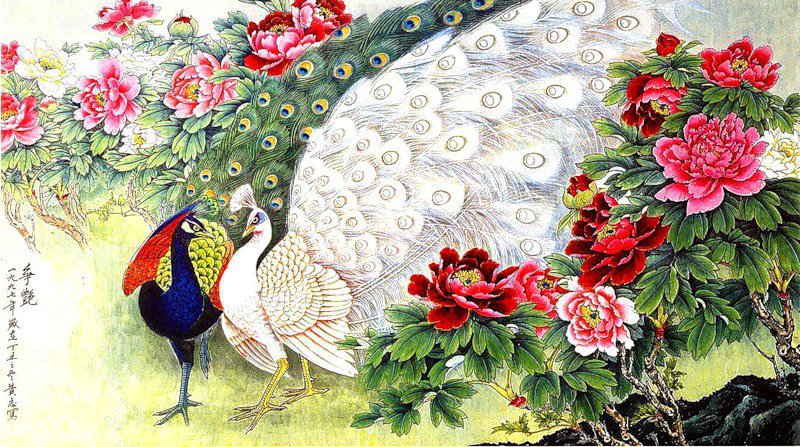 китайская живопись - китайская живопись, природа, птицы - оригинал