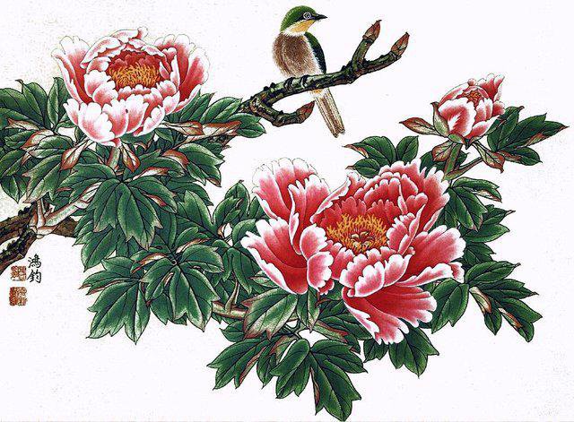 китайская живопись - картина, китай, птицы, китайская живопись, природа - оригинал