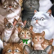 Оригинал схемы вышивки «много кошек» (№185751)