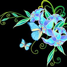 Оригинал схемы вышивки «Бабочки на цветах» (№185803)