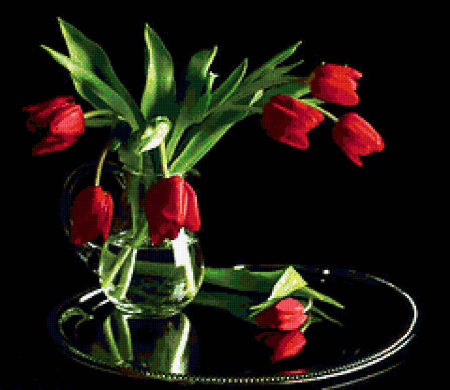 тюльпани - природа, натюрморт, цветы, , романтика, букет - предпросмотр