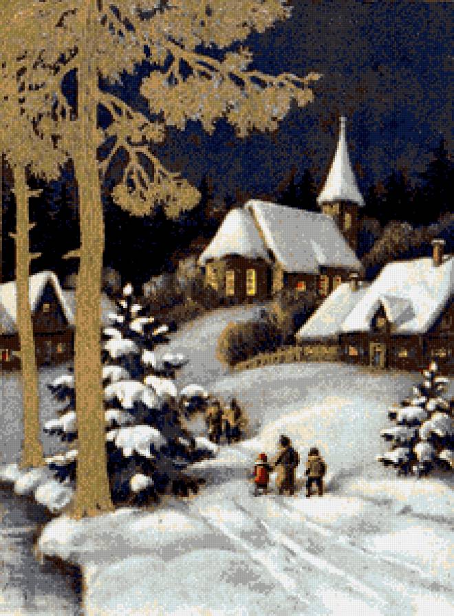 Зимняя сказка - зимняя сказка, дети, рождество, снег, зима, домики, домик - предпросмотр