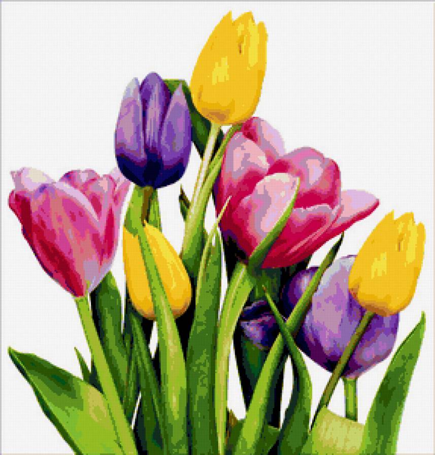 Панно с тюльпанами - тюльпан, подушка, весенние цветы, флора, тюльпаны, подушки - предпросмотр