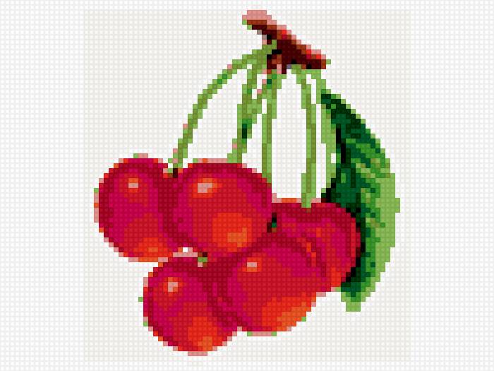 веточка вишни - вишня, мини-вышивка, фрукты, ягоды - предпросмотр