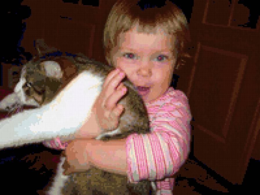 Доченька - малышка и кошка - предпросмотр