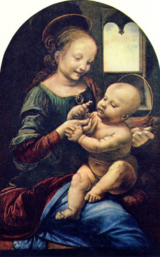 Да Винчи "Мадонна с младенцем" - мадонна, да винчи, картина, младенец - оригинал
