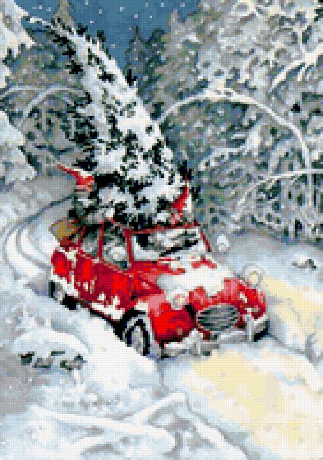 car with presents - winter, car, christmas - предпросмотр