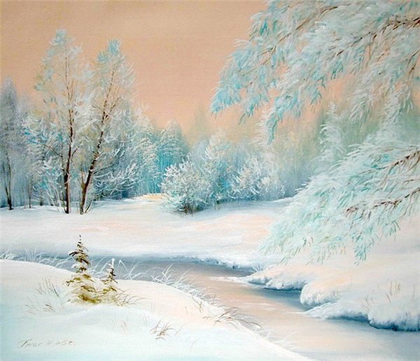 зима - времена года, снег, река, пейзаж, природа, зима, лес - оригинал
