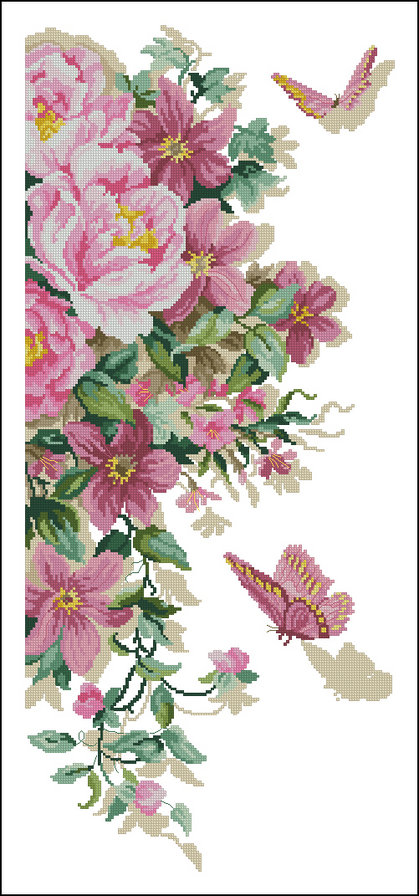 розови цветя и две пеперудки - оригинал