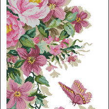 розови цветя и две пеперудки