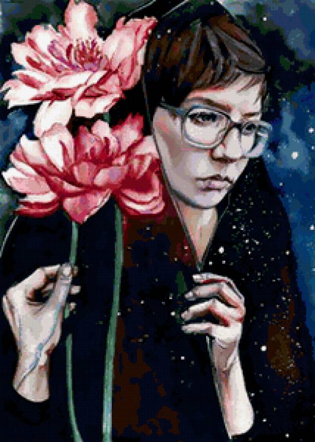 девушка - девушка, очки, цветы - предпросмотр