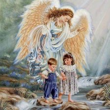 Оригинал схемы вышивки «деца и ангели» (№189110)