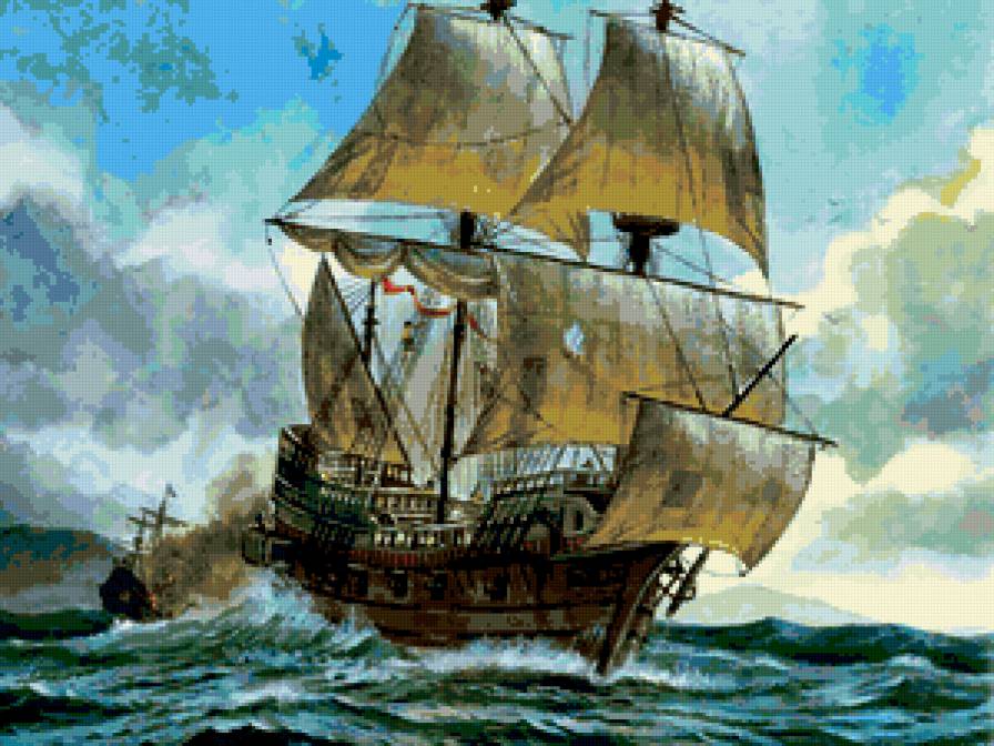 №189334 - корабли, картина, море - предпросмотр