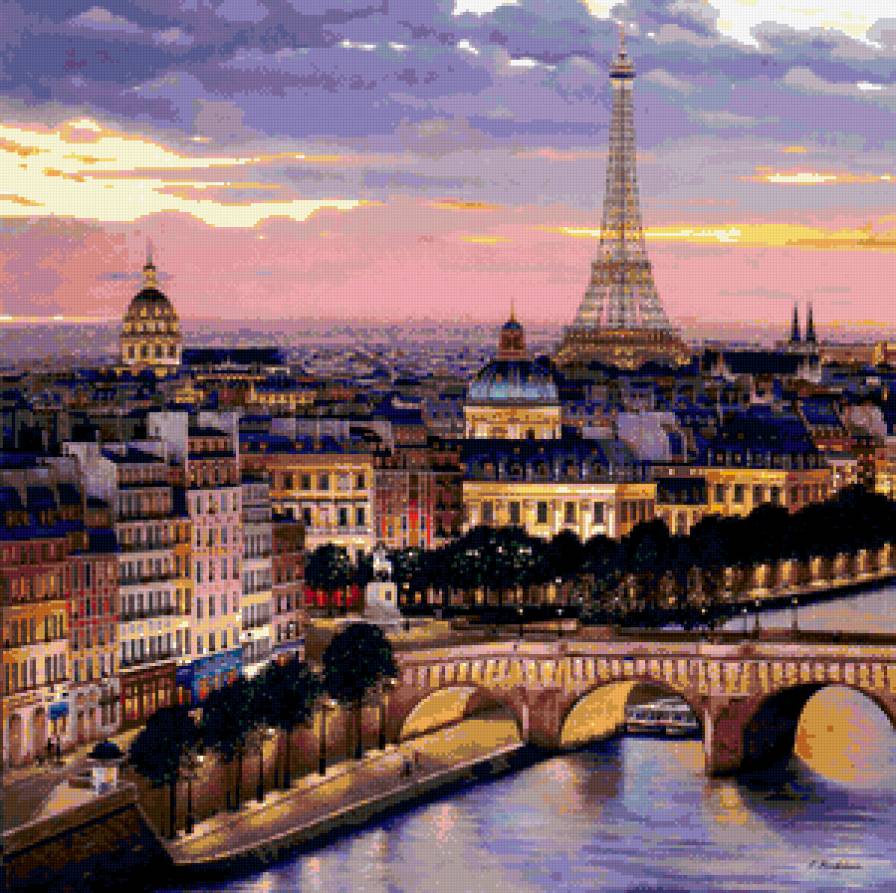 Париж - мост, башня, река, улица, город - предпросмотр