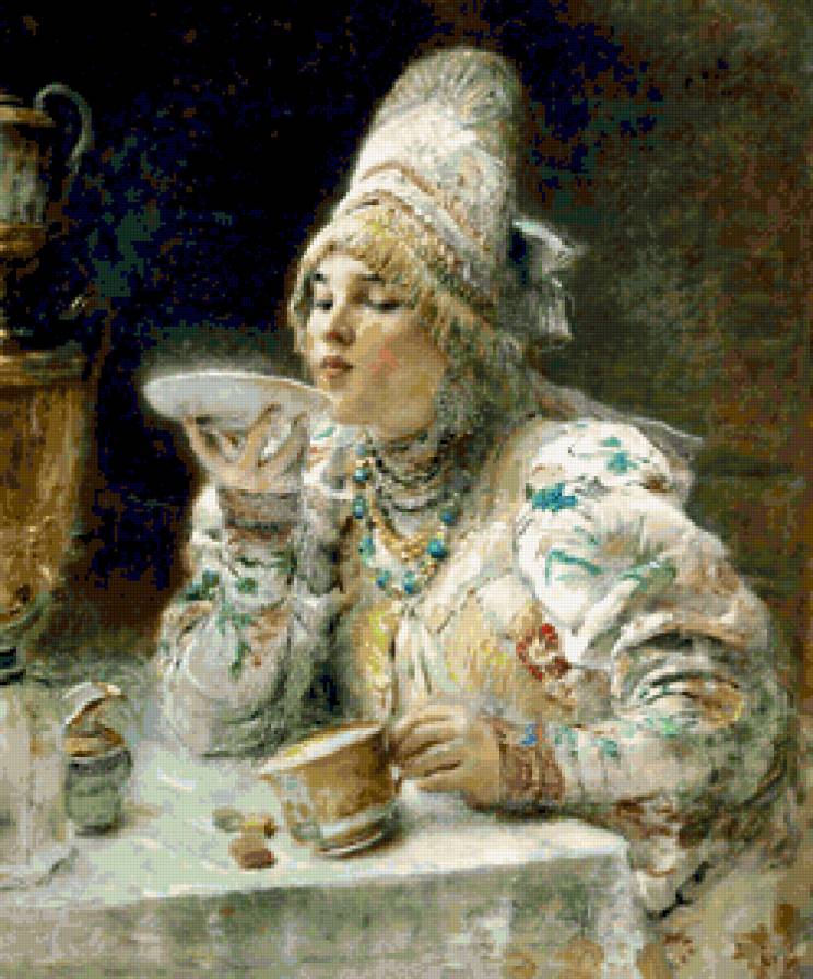чаепитие боярыни - девушка, картина - предпросмотр