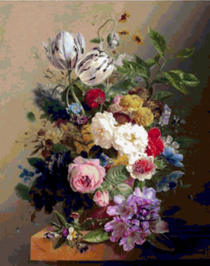 Роскошный букет - розы, картины, красота, букет, георгины, цветы, букеты - предпросмотр