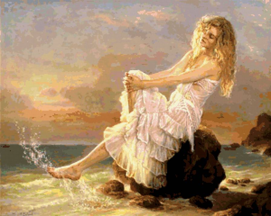 Девушка на камне - девушка на камне, женская красота, море - предпросмотр