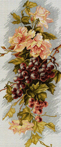 пано - виноград, розы, для кухни, цветы - оригинал