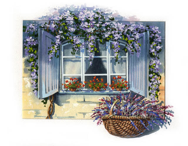 окно - лето, дом, цветы - оригинал