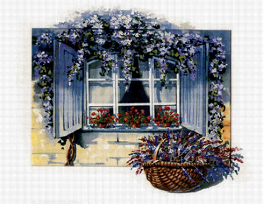 окно - лето, цветы, дом - предпросмотр