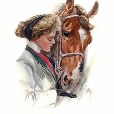 Оригинал схемы вышивки «Женщина и лошадь» (№191872)