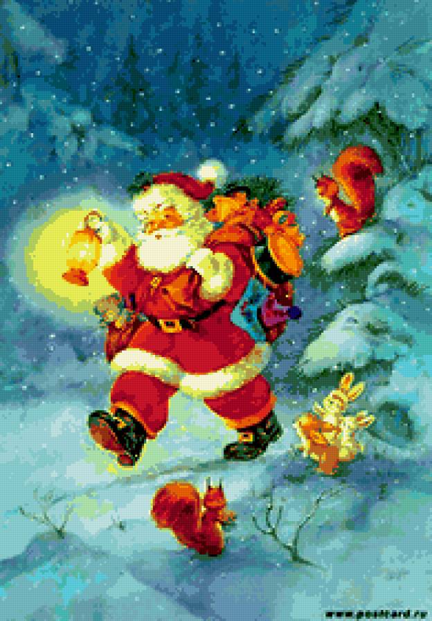 Санта Клаус - новый год, санта клаус, лес, зима - предпросмотр