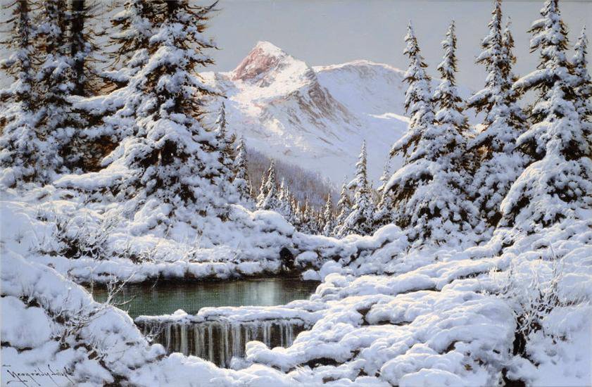 зима - река, лес, природа, снег, времена года, горы, пейзаж, зима - оригинал