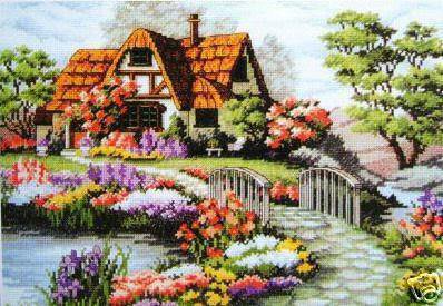 Домик в цветах - пейзаж, цветочное, домик - оригинал