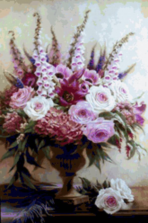 Шикарный букет - цветы, ваза, розы, букет, наперстянка - предпросмотр