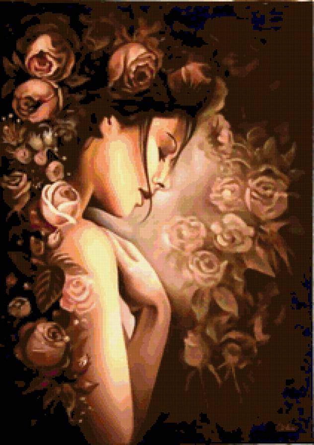 девушка - розы, цветы, грусть, одиночество, девушка, женщина, дама - предпросмотр