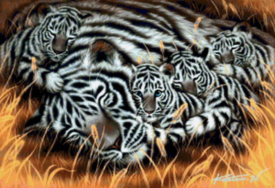 Рядом с мамочкой - малыши, дикие кошки, тигры, тигренок, животные, рядом с мамочкой - предпросмотр