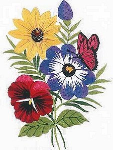 Цветы и бабочки - букет, бабочка, цветы, анютины глазки, цветы и бабочки, рудбекия - оригинал