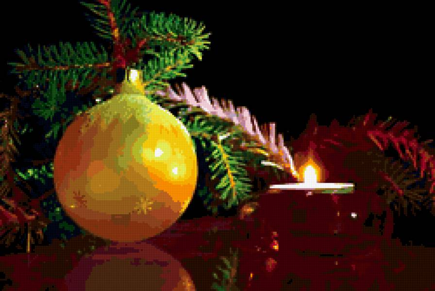 новый год - новый год, шар, свеча - предпросмотр