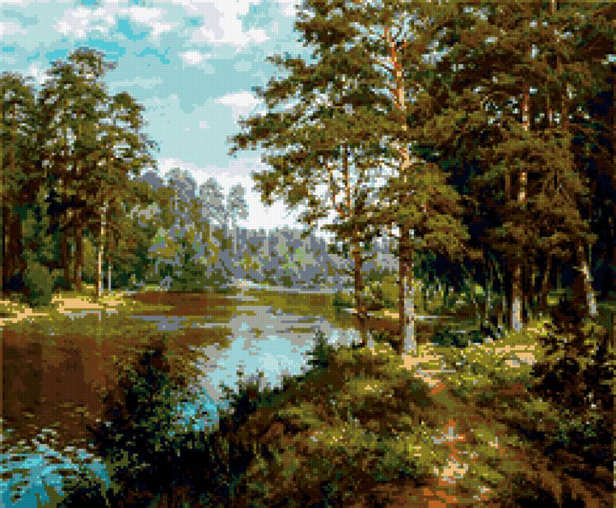 озеро в лесу - предпросмотр