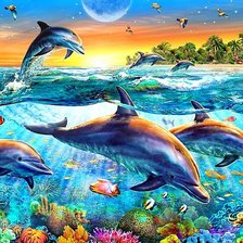 Схема вышивки «Резвящиеся дельфины»