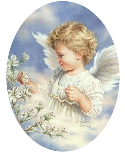 Ангел - ангел, цветы, религия, картина - оригинал