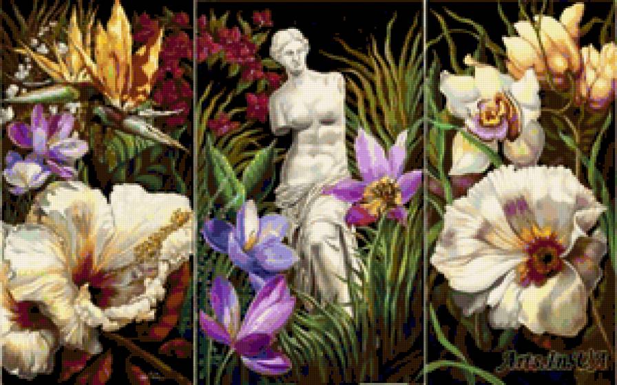 Афродита  (общий вид) - диптих, триптих, полиптих, цветы - предпросмотр