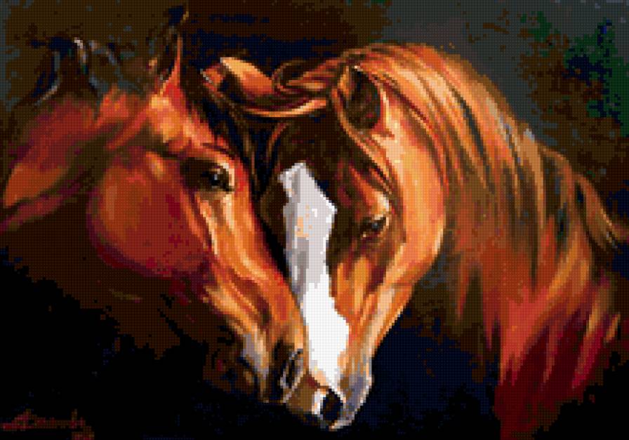 Нежность - лошадь, конь, кони, картина, животные - предпросмотр