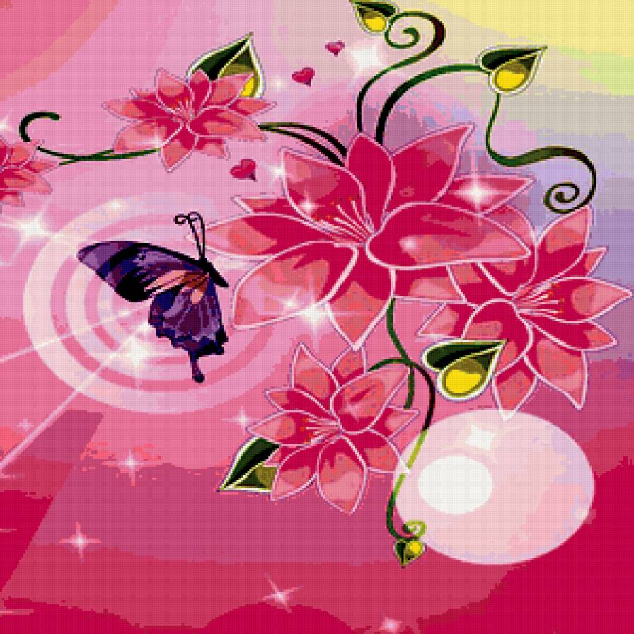 Подушка - бабочка, векторная графика, цветы, подушка - предпросмотр
