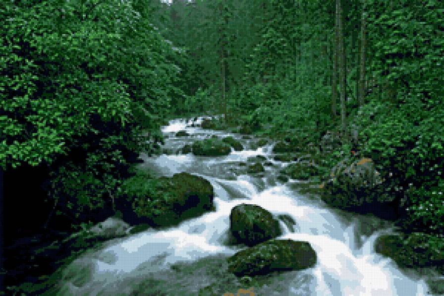 речушка - лес, пейзаж, природа, река - предпросмотр