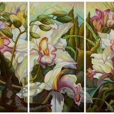 Оригинал схемы вышивки «Триптих цветов    (общий вид)» (№195170)