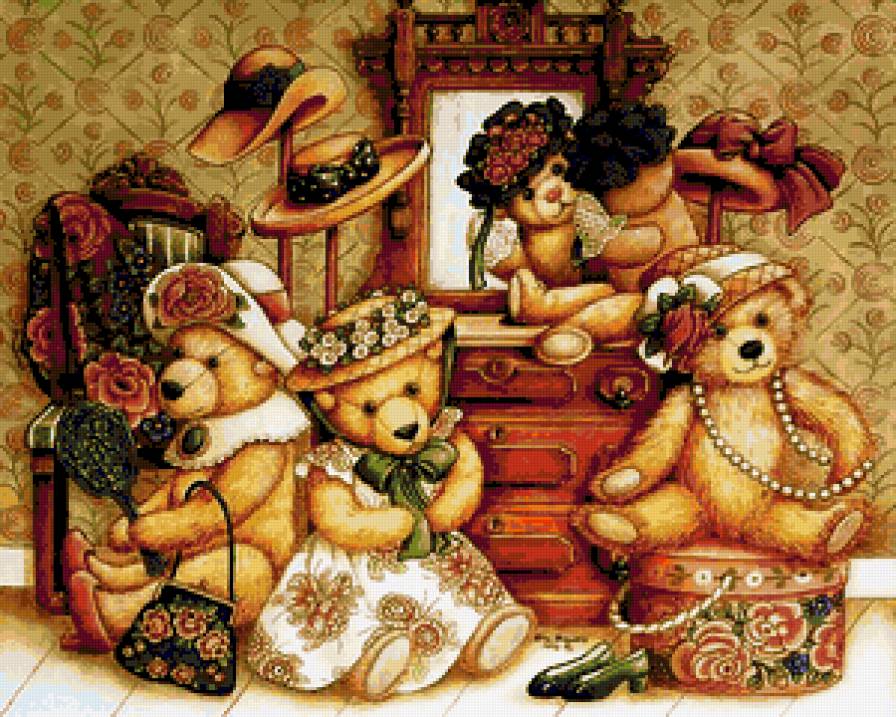 Медвежата - игрушки, мишки, детская, медвежата, шляпки, для детей, медведи - предпросмотр