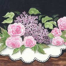 Оригинал схемы вышивки «Сирень и розы» (№195443)