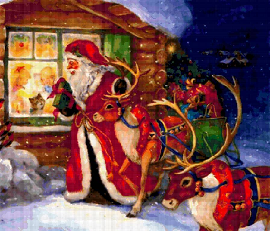 Новогоднее настроение - санта-клаус, сказка, новый год, рождество, животные, дед мороз - предпросмотр