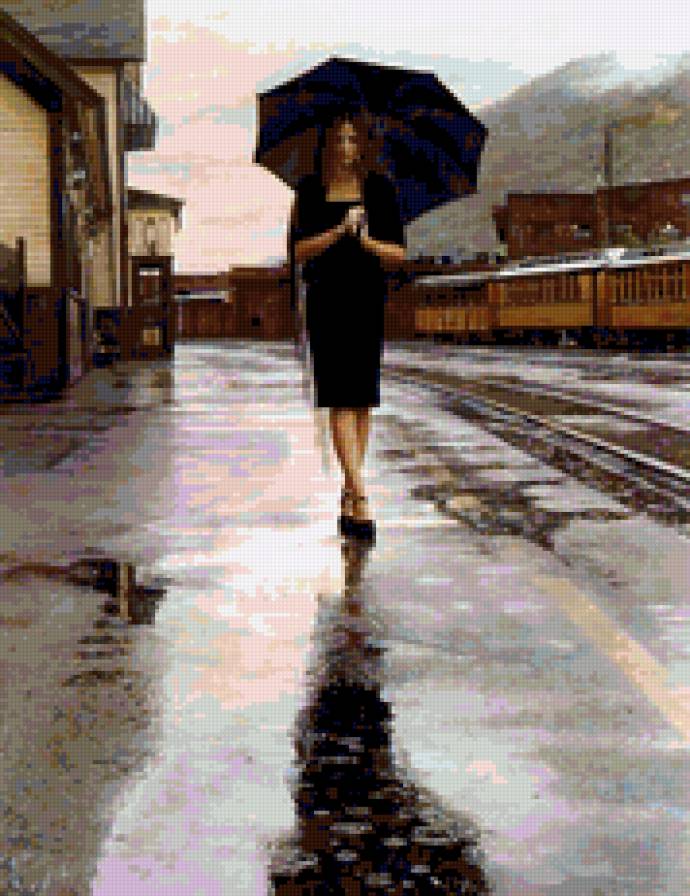 Дождь - печаль, дождь, городской пейзаж, девушка - предпросмотр