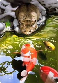 ловись рыбка большая и маленькая... - кошка, карпы, рыба, ручей - оригинал